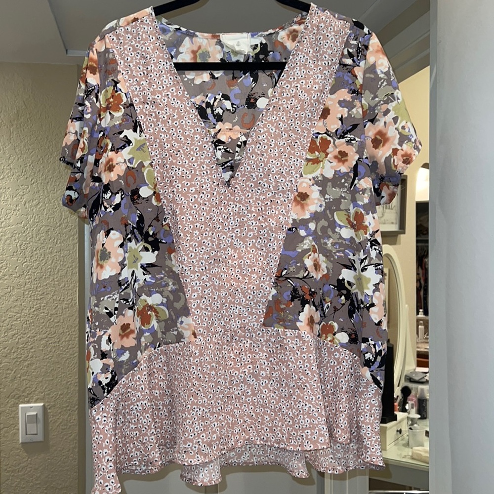 Mixed floral print blouse